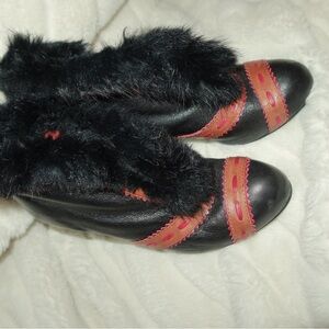 Anna Sui Black and Pink Winter Boots